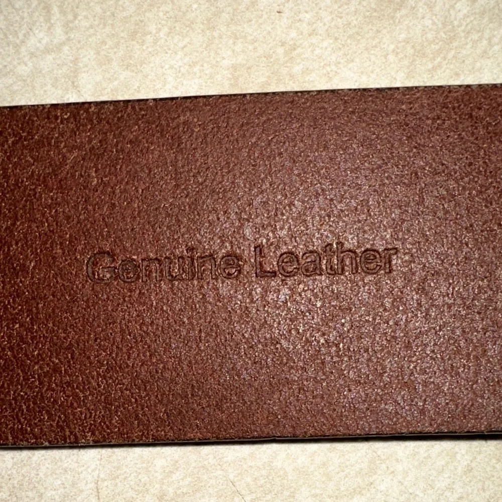 Fossil Genuine Leather Brown Belt w Square Antique Brass Buckle Size 34 Preowned